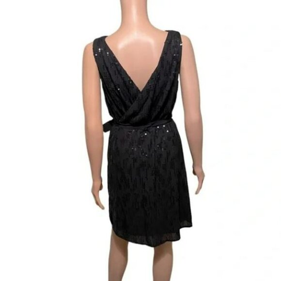 Vintage 2000s EXPRESS | Black Sleeveless Sequin Cocktail Mini Dress | Size Small - Picture 3 of 8